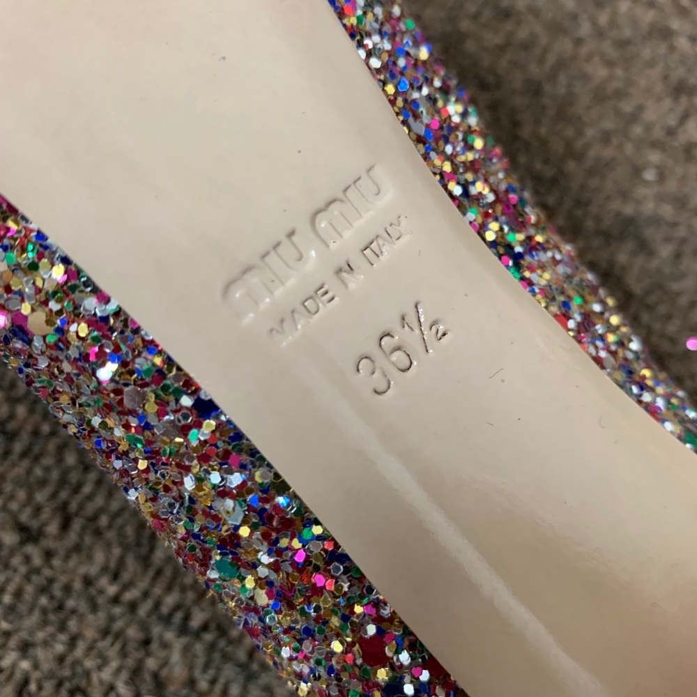 Miu Miu Rainbow Glitter Pointed-toe Pumps - Picture 9 of 9